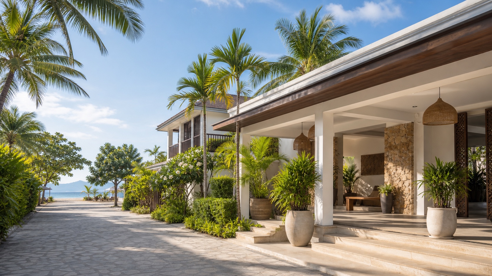 AI-assisted generic resort arrival illustration for a Siem Reap hotel guide